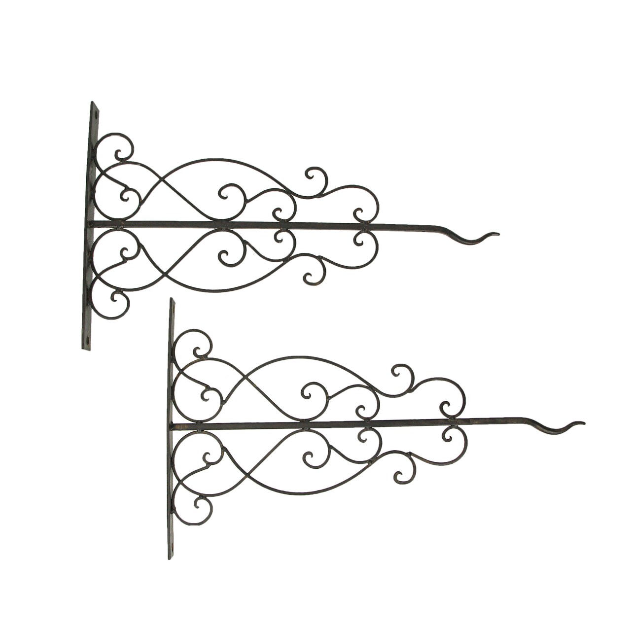 Set of 2 Metal Scroll Plant Hanging Wall Brackets Decorative Home Flower Pot